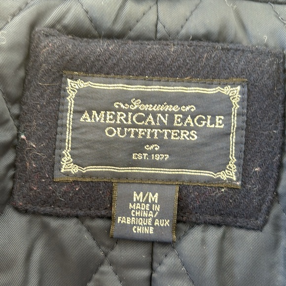 American Eagle Outfitters Wool blend hooded toggle coat navy M - Picture 6 of 7